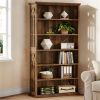 6 Tier Bookshelf Display Storage Rack with Adjustable Shelves, Enclosed Back and Geometric Design Protective Side Guard