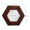 18.5" Hexagon Mirror with Dark Brown Teak Wood Frame