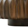 Round Solid Wood Carved Coffee Table with Elegant Sculptural Design