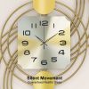 39.4" Unique Metal Hanging Wall Clock with 3D Geometric Gold Frame, Hand Painted and Silent Pointer Movement