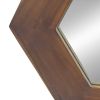 18.5" Hexagon Mirror with Dark Brown Teak Wood Frame