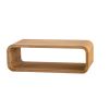 Modern Open-Frame Elegant Curved Light Wood Coffee Table with Open Bottom Storage Shelf