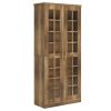 71” Walnut Rectangle Storage Cabinet with Doors and Adjustable Shelves