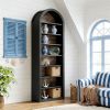 8 Tier Arched Bookshelf with Two Tone Color and Closed Back Design
