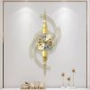 39.4" Unique Metal Hanging Wall Clock with 3D Geometric Gold Frame, Hand Painted and Silent Pointer Movement