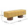 Upholstered Dining Bench Ottoman with Yellow Chenille Fabric and Spacious Seating