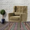 Chenille Upholstered Modern Accent Chair with Matching Waist Pillow and Wood Legs with Foot Pads