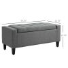 Gray Linen Upholstered Storage Ottoman with Lift-Top Design and Button Tufted Top