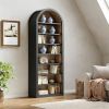 8 Tier Arched Bookshelf with Two Tone Color and Closed Back Design