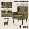 Chenille Upholstered Modern Accent Chair with Matching Waist Pillow and Wood Legs with Foot Pads
