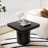 Modern Wood Nesting Coffee Table Set, 2-Piece with Cylindrical & Fluted Pedestal