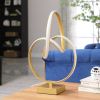 19" Abstract Matte Gold Modern Table Lamp with Infinity Sculpture Design and Built In LED Strip Bulb
