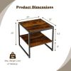 Set of 2, 2-Tier Square End Tables Or Nightstands with Rust Proof Metal Frame and Adjustable Foot Pads