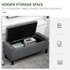 Gray Linen Upholstered Storage Ottoman with Lift-Top Design and Button Tufted Top