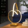 19" Abstract Matte Gold Modern Table Lamp with Infinity Sculpture Design and Built In LED Strip Bulb
