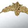 36" x 41" Large Round Wall Mirror with Gold Metal Frame and Intricate Leaf Like Adornment Design Top