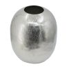 10.5” x 10.5” x 13" Aluminum Vase with Polished Silver Streak Metallic Finish and Oval Silhouette