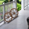 24” 2 Piece Old Western Style Garden Art Wall Decor with Brown Wooden Wagon Wheel Design