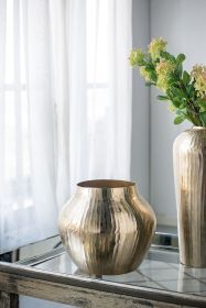11” x 11” x 9" Aluminum Chisel Flower Vase with Gold Metallic Finish