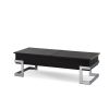 Calmam Black High Gloss Lift Top Coffee Table with Chrome Finish and Hidden Storage