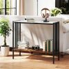 Modern Industrial Console Table with Sintered Stone Tabletop, 2-Tier Design, Anti-Slip Bumpers and Adjustable Foot Pads