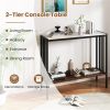Modern Industrial Console Table with Sintered Stone Tabletop, 2-Tier Design, Anti-Slip Bumpers and Adjustable Foot Pads