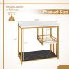 3-Tier Multi-Function Faux Marble End Table with Open Storage Shelves and Protective Guard Rail for Bottom Shelves