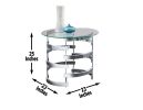 Silver Teegan End Table with Circular Geometric Iron Base and Clear Tempered Glass Top