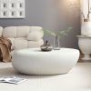 43.31'' Fiberglass Elliptical Coffee Table with Matte Rock Design, Retro Natural Look and Ready To Use