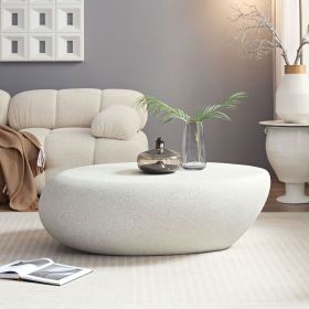 43.31'' Fiberglass Elliptical Coffee Table with Matte Rock Design and Retro Natural Look