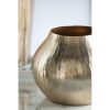 11” x 11” x 9" Aluminum Chisel Flower Vase with Gold Metallic Finish