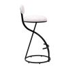Set of 2 Armless Bar Stools with Upholstered White & Black Velvet, Footrest and Black Metal Frame Base