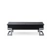 Calmam Black High Gloss Lift Top Coffee Table with Chrome Finish and Hidden Storage