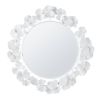 30.5" Eden Gingko Leaf Round White Wall Mirror