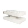 16.93” LED White Modern Coffee Table with Remote Control, 2 Tiers, 1 Top Storage Drawer and Pedestal Base