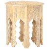 Handcarved Design Solid Mango Wood End Table