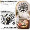 27” Black Tree of Life Decorative Metal Wall Clock with Non-Ticking Quartz Movement and Easy to Read Roman Numerals