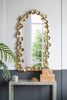 51” Decorative Full Length Arched Wall Mirror with Golden Leaf Accents