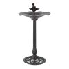 Outdoor Iron & Aluminum Top Bird Bath with Bird & Bowl Display and Intricate Detailed Design