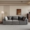 105'' Gray Corduroy 3 Seater Sofa with Removable Back Cushions and 5 Matching Pillows