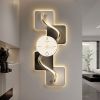 39.4" Large Silent Wall Clock with Built-In LED Light and Modern Abstract Geometric Design