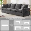 110” 4 Seat Sectional Couch Set with Gray Chenille Fabric, 2 Pillows, & Interchangeable Display Options