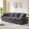 110” 4 Seat Sectional Couch Set with Gray Chenille Fabric, 2 Pillows, & Interchangeable Display Options
