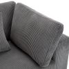 105'' Gray Corduroy 3 Seater Sofa with Removable Back Cushions and 5 Matching Pillows