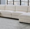 6 Piece Beige Welt Corduroy Modular Sectional Living Room Set with LAF Chair, Corner Wedge, RAF Chaise, and 3 Armless Chairs