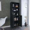 71” Modern Bookcase or Storage Unit, Lower Dual Doors with 3 Open Shelves and 2 Enclosed Bottom Shelves