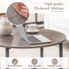 3-Piece Coffee Table Set with Round Coffee Table, 2 Square End Tables and Adjustable Foot Pads