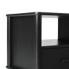 Black Transitional Solid Wood Spindle Nightstand with 1 Drawer and Open Shelf for Storage or Display