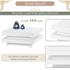 High Gloss Minimalist Design White Square Coffee Table with 2 Tiers and Built-In LED Lights