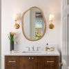 Irregular Wall Mirror with Asymmetrical Wood Frame Design and Wavy Accent Pattern